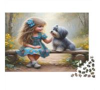 Amicizia tra ragazza e cane Puzzle 1000 Pezzi Carta riciclata per adulti Puzzle per adulti Gioco difficile e stimolante Attività divertente per casa Ottima idea regalo 70x50cm/1000pcs