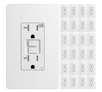 Amico Confezione da 24 prese GFCI da 20 Amp, con piastra a parete e struttura più sottile, indicatore di sicurezza di alimentazione a LED, autotestanti, resistenti alle intemperie (WR), per uso