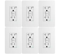 Amico Confezione da 6 prese GFCI da 20 Amp, con piastra a parete e struttura più sottile, indicatore di sicurezza di alimentazione a LED, autotestanti, resistenti alle intemperie (WR), per uso esterno