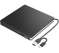 Amicool, drive esterno USB 3.0 Type-C CD DVD +/-RW, lettore ottico, C, masterizzatore slim CD/DVD ROM, rewriter, writer, portatile, per PC, Laptop, Desktop, MacBook, Mac, Windows 7/8.1/10, Linux