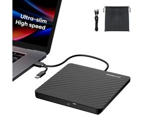Amicool Masterizzatore esterno USB-C USB 3.0 CD/DVD +/-RW, lettore DVD portatile ultra sottile per Mac iMac MacBook, Windows 11/10/8 Linux, unità ottica per computer desktop e computer