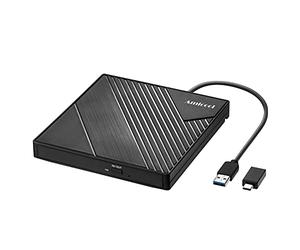Amicool - Unità DVD esterna USB 3.0 USB C, masterizzatore CD/DVD +/-RW | lettore ottico, sottile, portatile, DVD, CD, ROM, Rewriter, duplicatore per computer Mac, Windows 7/8.1/10, Linux