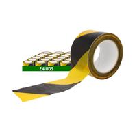 Amig - 24 rotoli di nastro segnaletico - Per segnalazione e avvertimento di pericolo - Impermeabile e flessibile - LDPE (polietilene a bassa densità) - 70 mm x 200 m - Giallo e nero
