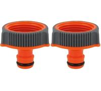 Amig - Adattatore per Rubinetto con Tubo flessibile | 1" | Collegamento Rapido e Facile per Tubi dell'Acqua | Resistente al Gelo e ai Raggi UVA | ABS e Gomma | Arancione e Grigio (Confezione da 2)