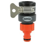 Amig - Adattatore per Tubo Universale | Con Vite a Farfalla in Acciaio Inox | Compatibile con la Maggior Parte dei Rubinetti | Plastica ABS e Gomma | Arancione e Grigio