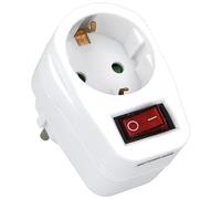 Amig - Adattatore Schuko a 1 Via Mod.3213 con Interruttore - Presa con Messa a Terra per Collegare Apparecchi Elettrici in Sicurezza - 250 V, 10/16 A - Policarbonato - Bianco