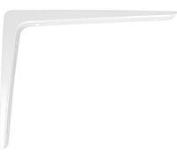 Amig Angolo per ripiani da parete, Squadra metallica per ripiani, Palomilla per ripiani, Supporto per scaffali, Acciaio, Colore bianco, Misura: 200x150 mm, Peso max. Consigliato: 45 Kg