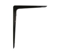 Amig - Angolo per scaffali da parete, Squadra metallica per ripiani, Palomilla per scaffali, Supporto scaffale, Acciaio, Colore Nero, Misura: 250x200 mm, Peso max. Consigliato: 45 Kg