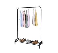 Amig - Appendiabiti tipo stender Ïken - Mobile organizzatore con barra appendiabiti e ripiano inferiore - Dimensioni: 110x45x155 cm - Metallo Nero opaco - Ideale per camera, corridoio o ingresso