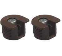 Amig - Attacco eccentrico, M6 - Ø 20 x 12,5 mm, 4 pezzi, per montaggio di pannelli con viti modello 60 di M8, Ottimale per l'Unione di scaffali e mobili, plastica marrone (Confezione da 2)