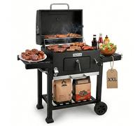 Amig - Barbecue portatile a carbone Fireplus - Con ruote e ripiani laterali - Sistema di ventilazione e cassetto raccogli cenere - Griglia in acciaio 57 x 42 cm - Dimensioni: 116,5 x 13,1 x 56 cm