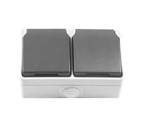 Amig - Base Doppia Impermeabile IP54 | 2 Prese Schuko | Anti Umidità per Interni ed Esterni | Ideale per Terrazze, Giardini, Garage | Policarbonato PC, Grigio