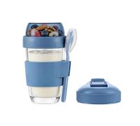 Amig - Bicchiere in vetro per yogurt - 320ml - Trasporta yogurt e cereali in modo comodo - Coperchio con chiusura ermetica per caffè - Ingredienti freschi - Mod. 1