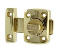 Amig - Bullone a lamella per porte in legno | Chiusura di sicurezza con cilindro rotante | Perno sovrapposto | Fissaggio facile | Oro, 30 x 42 mm, Zama