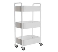Amig - Carrello da cucina a 3 livelli con ruote Mod. LINN - Scaffale ausiliario in acciaio - Bianco - Carrello multiuso per cucina, bagno o ufficio - 40,5 x 28 x 76 cm