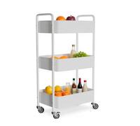 Amig - Carrello da cucina a 3 livelli con ruote Mod. LINN - Scaffale ausiliario in acciaio - Bianco - Carrello multiuso per cucina, bagno o ufficio - 40,5 x 28 x 76 cm