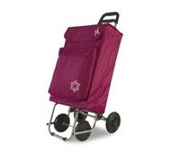 Amig - Carrello spesa - Carrello spesa 4 ruote - Pratico e capiente con tasca esterna - 22 x 40 x 106 cm - Tessuto/Metallo - Rosso