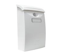 Amig - Cassetta delle lettere esterna modello 7 | Design moderno e resistente | Facile installazione con serratura | Protezione dalla pioggia | Dimensioni 34,5x20,5x10,5 cm, Bianco, Plastica