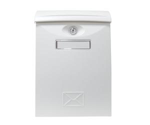 Amig - Cassetta delle lettere esterna modello 7 | Design moderno e resistente | Facile installazione con serratura | Protezione dalla pioggia | Dimensioni 34,5x20,5x10,5 cm, Bianco, Plastica