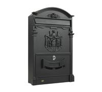 Amig - Cassetta postale da esterno in stile classico | Armadietto postale per pareti, pareti o recinzioni | 40,5 x 25,5 x 8,5 cm | Alluminio | Include viti | Colore nero opaco