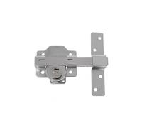 Amig - Catenaccio Porta di Sicurezza da Applicare con Cilindro Rotondo Interno ed Esterno Mod. 4 - Serratura con Chiave - 88 x 153 mm - Include 5 Chiavi a Punti - Acciaio Argentato