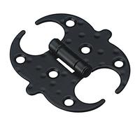 Amig - Cerniera a farfalla per porte apribili di ingresso e passo, e armadi Mod.553 - in acciaio rifinito in nero - stile forgiato - 125 x 120 x 2 mm