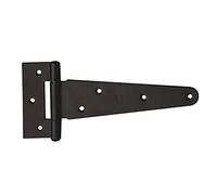 Amig - Cerniera a T argentata in acciaio con finitura nera opaca per porte apribili lisce di ingresso e passo, per interni ed esterni e armadi - 207 x 111 mm | Montaggio facile e veloce