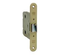 Amig - Chiavistello unificato di ingresso 50 mm con linguetta reversibile Mod.2000 in ottone finitura oro opaco | Per porte in legno di passaggio per bagni, cucine o camere | Include viti
