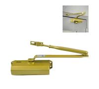 Amig - Chiudiporta per chiusura automatica delle porte di peso massimo 40 kg, larghezza max 85 cm - in alluminio con finitura oro opaco - Evita incidenti dovuti a sbattimenti o correnti d'aria, con