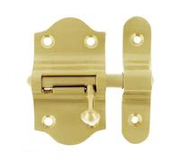 Amig - Chiusura per porte Mod.720 | 30 x 53 mm | Chiavistello di sicurezza per chiusura orizzontale | Ottone con finitura dorata opaco | Include triscia fondi
