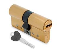 Amig - Cilindro di sicurezza - Serratura per porte - Antanzua e Antibumping - Bombina Antiestrazione e Antirottura - Include 5 chiavi - Oro opaco - Misure: 66 (31-35) mm