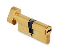 AMIG - Cilindro Serratura di Sicurezza per Porte - Misura 70 (30-40) - 6 Pini - Sistema Antiforo - Leva di 15 mm - Include 5 Chiavi a Punta in Ottone e Vite da 70 mm - Finitura Lucida Multipunto