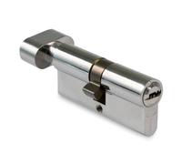 AMIG - Cilindro Serratura di Sicurezza per Porte - Misura 80 (35-45) - 6 Pini - Leva di 15 mm - Include 5 Chiavi a Punta in Ottone e Vite da 80 mm - Finitura Cromata Lucida Multipunto