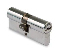 AMIG - Cilindro Serratura di Sicurezza per Porte - Misura 80 (35-45) - 6 Pini - Sistema Antiforo - Leva di 15 mm - Include 5 Chiavi a Punta in Ottone e Vite da 80 mm - Finitura Cromata Lucida