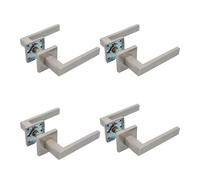 Amig - Confezione da 4 maniglie per porte interne - Modello SUKI - 54 x 54 mm - perno quadrato 8 mm - Design elegante e semplice - Acciaio inossidabile opaco