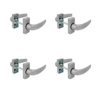 Amig - Confezione da 4 set di maniglie a rosetta per porte - mod. DELTA - 121 x 72 mm - Quadretto da 8 mm - Design elegante e semplice - Impugnatura ergonomica - Alluminio Argento