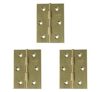 Amig - Confezione da 6 cerniere fisse in ottone senza terminale, 50 x 40 mm, modello 1002, finitura lucida, finitura lucida, bordo quadrato, profilo laminato, facile installazione e utilizzo, fai da