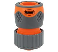 Amig - Connettore Rapido per Tubo | 3/4" | Con Sistema di Ancoraggio Quick Click | Connessione Veloce e Facile per Tubi da Giardino | Plastica Abs e Gomma | Arancione e Grigio