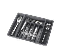 Amig Cubertero Estensibile per Cassetto Grigio NIBO | Adattabile a diversi cassetti. Scomparti organizzati. Base antiscivolo. Estensibile da 29 a 47,5 cm.