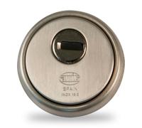 Amig - Defender per cilindro Mod. 31 - Acciaio inox 18/8 - Argentato - Anello esterno cavo - Ø65 mm - Con piastra antitrapano - Con viti e supporto - Cilindro Europrofilo EN1303 - Acciaio sinterizzato