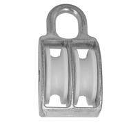 Amig - Doppia Puleggia Fissa Mod. 651 | Con Ruota In Plastica Bianca | Per Interni Ed Esterni | Dimensioni 8 x 30 Mm | Acciaio | Superficie Zincata | Non Adatta Per Sollevamento