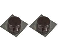 Amig - Fermaporta adesivo per porte di passaggio | 45 x 45 mm | Modello 405 | Plastica | Finitura marrone | Base metallica quadrata | Fissaggio sul pavimento | Facile installazione (Confezione da 2)