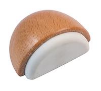 Amig - Fermaporta o fermo per pavimento adesivo semicircolare decorativo in legno con finitura faggio e gomma di colore bianco | Protegge da urti pareti e mobili - Diametro Ø45 x 25 mm