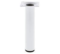 Amig - Gamba rotonda per mobile | Mod. 4 | Ø30 x 100 mm | con vite di regolazione | Avvitabile a 4 punti | Resiste fino a 15 kg/gamba, acciaio bianco
