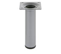 Amig - Gamba Rotonda per Mobili - 30X250 cm - Acciaio - Per Tavolini da Salotto, Comodini, Cassettiere... - Tappo Antigraffio - Resistente - Argento - Viti incluse