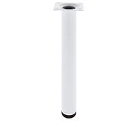 Amig - Gamba Rotonda per Mobili - 30X400 cm - Acciaio - Per Tavolini da Salotto, Comodini, Cassettiere... - Tappo Antigraffio - Resistente - Bianco - Viti incluse