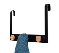Amig - Gancio per termosifone da bagno - Porta asciugamani nero con ganci in bambù - Appendiabiti senza fori - Design moderno e minimalista