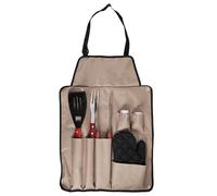 Amig - Grembiule Barbecue con 7 Accessori - Acciaio Inossidabile - Set Utensili BBQ - con Tasche - Accessori pratici e Presentazione curata per Regalo - MOD. AM17