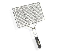 Amig - Griglia per Barbecue Fireplus | Doppia Griglia per Grigliare | Acciaio Inossidabile | Manico in Gomma Antiscivolo e Chiusura di Sicurezza | Misure: 32 x 21,5 cm