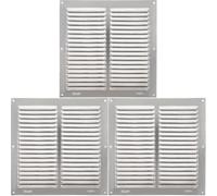 Amig - Griglia Quadrata in Alluminio con Zanzariera | Griglie di Ventilazione per Uscita d'Aria | Ideale per Soffitto di Cucina e Bagno | Misure 200 x 200 MM | Colore Argento (Confezione da 3)